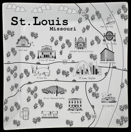 St. Louis  B&W  Small Map Plate