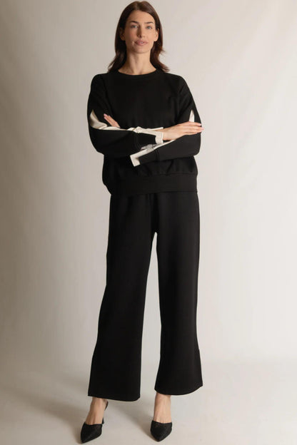 Color Layered Long Sleeve Round Neck Top