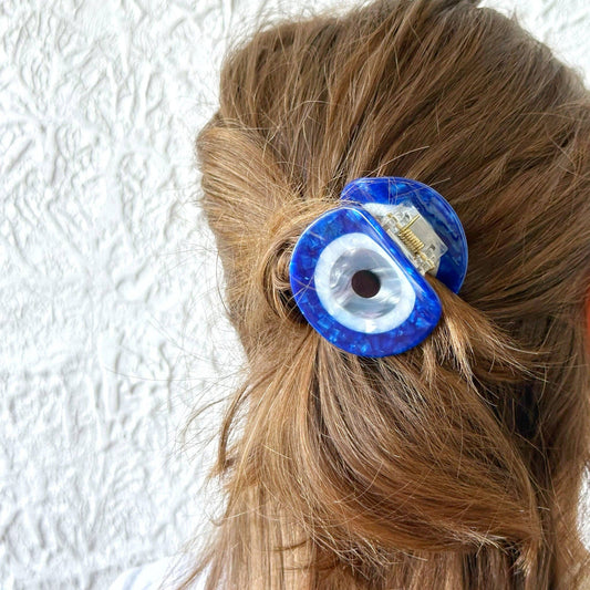 Blue Evil Eye Hair Claw Clip, Nonslip Boho-chic Hair Clips