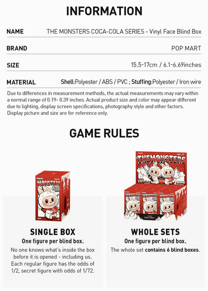 THE MONSTERS COCA-COLA SERIES - Vinyl Face Blind Box