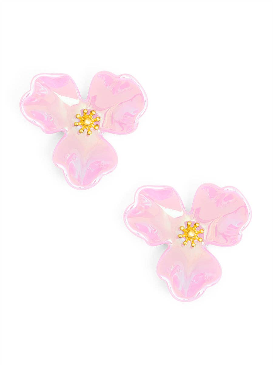 Iridescent Resin 3-Petal Stud Earring