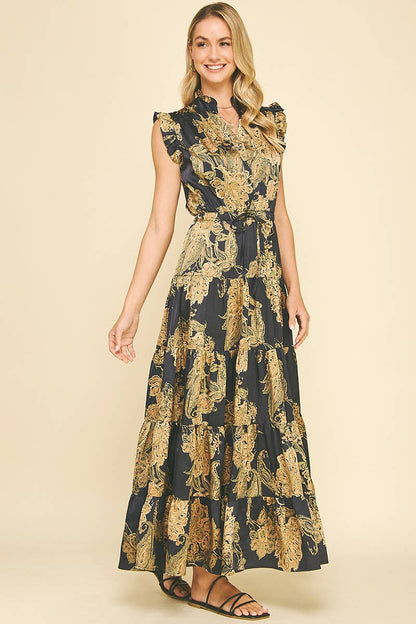 FLORAL PRINT TIERED MAXI DRESS