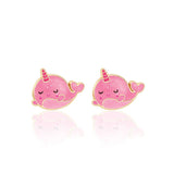 Glitter Pink Narwhal Cutie Stud Earrings