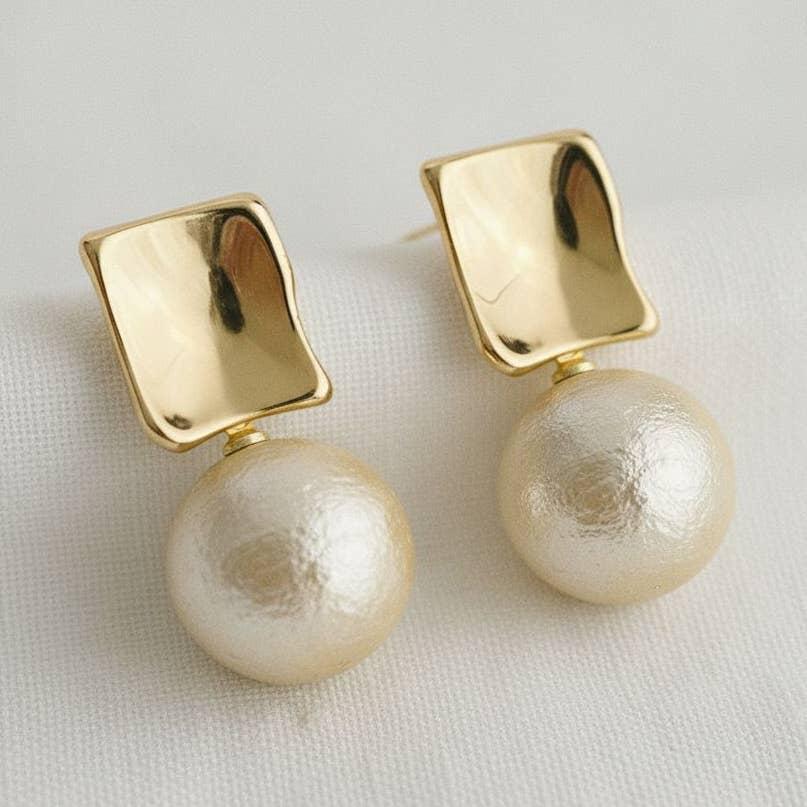 Contemporary Pearl Drop Earrings