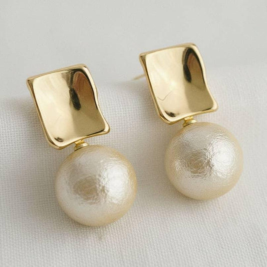 Contemporary Pearl Drop Earrings