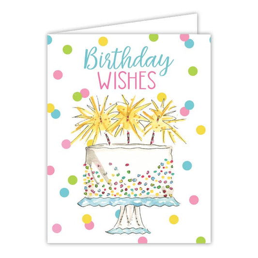 Birthday Wishes White Cake With Sparklers Greeting Card