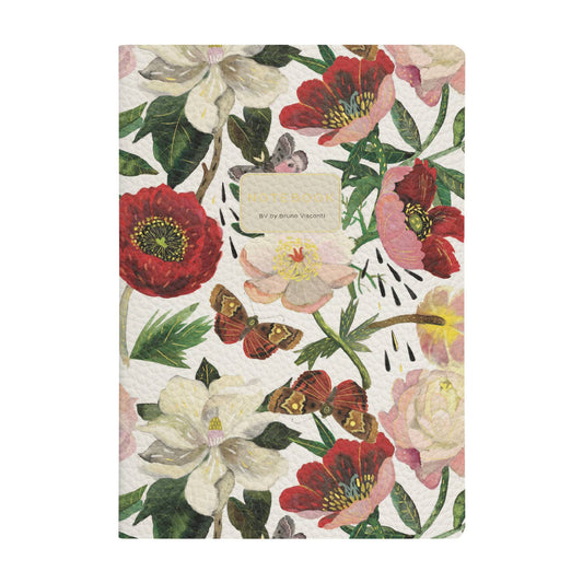 Vegan Leather A5 Notebook - Peonies 