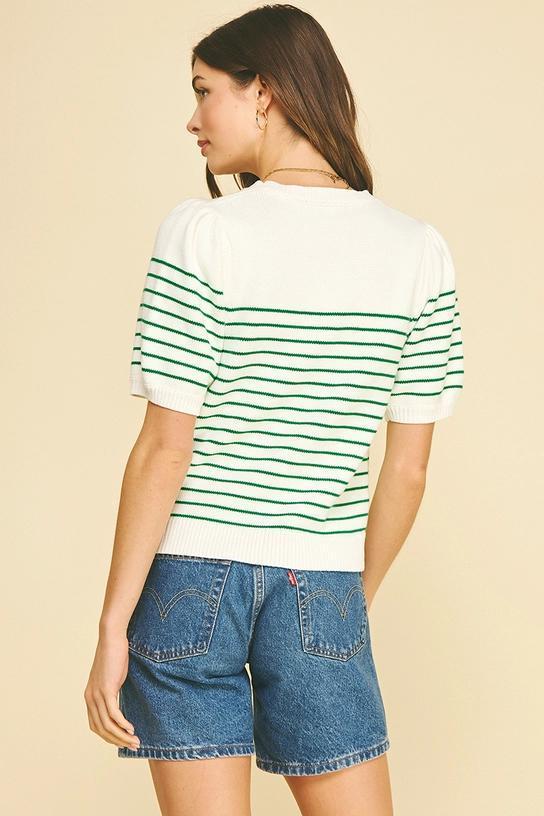 STRIPED SHORT SLEEVE SWEATER