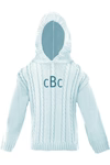 Light Blue Cable Knit Zip Back Sweater w/ monogram