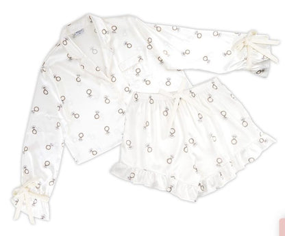 Longsleeve & Shorts Velvet Bow PJ Set