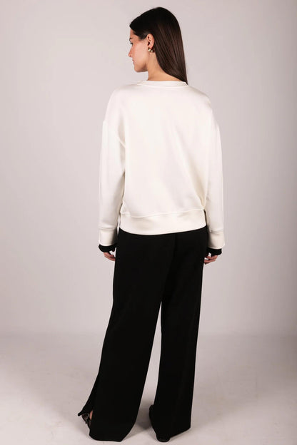 Color Layered Long Sleeve Round Neck Top