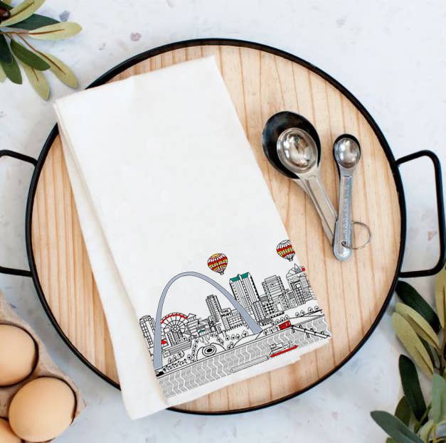 Printed Skyline St Louis Flour Sack Tea Towel