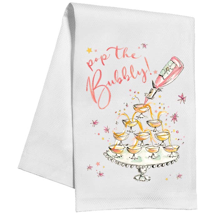 Pop the Bubbly Champagne Tower Kitchen Towel