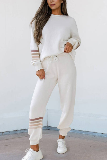 Stripe Drop Shoulder Top & Jogger Pants Outfit NEW | S-XL