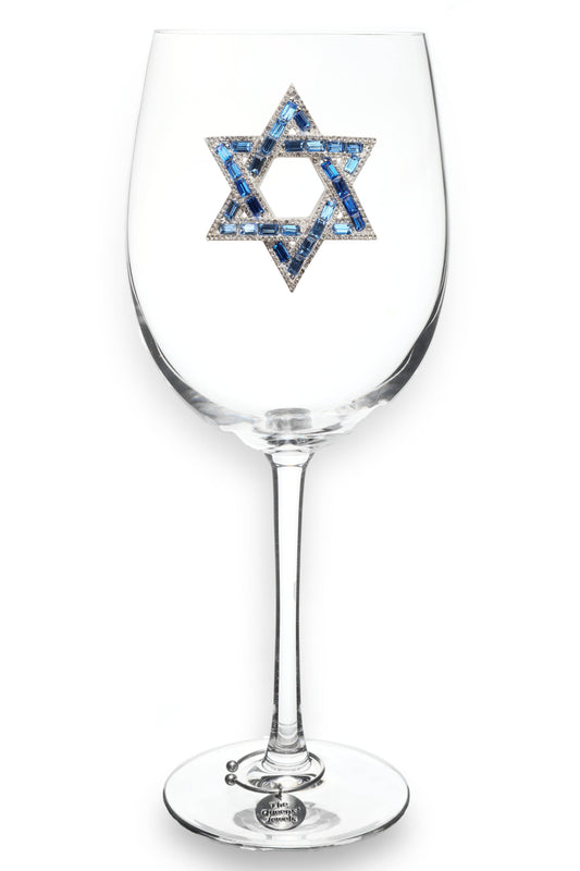 Star of David Jeweled Stemmed Wine Glass