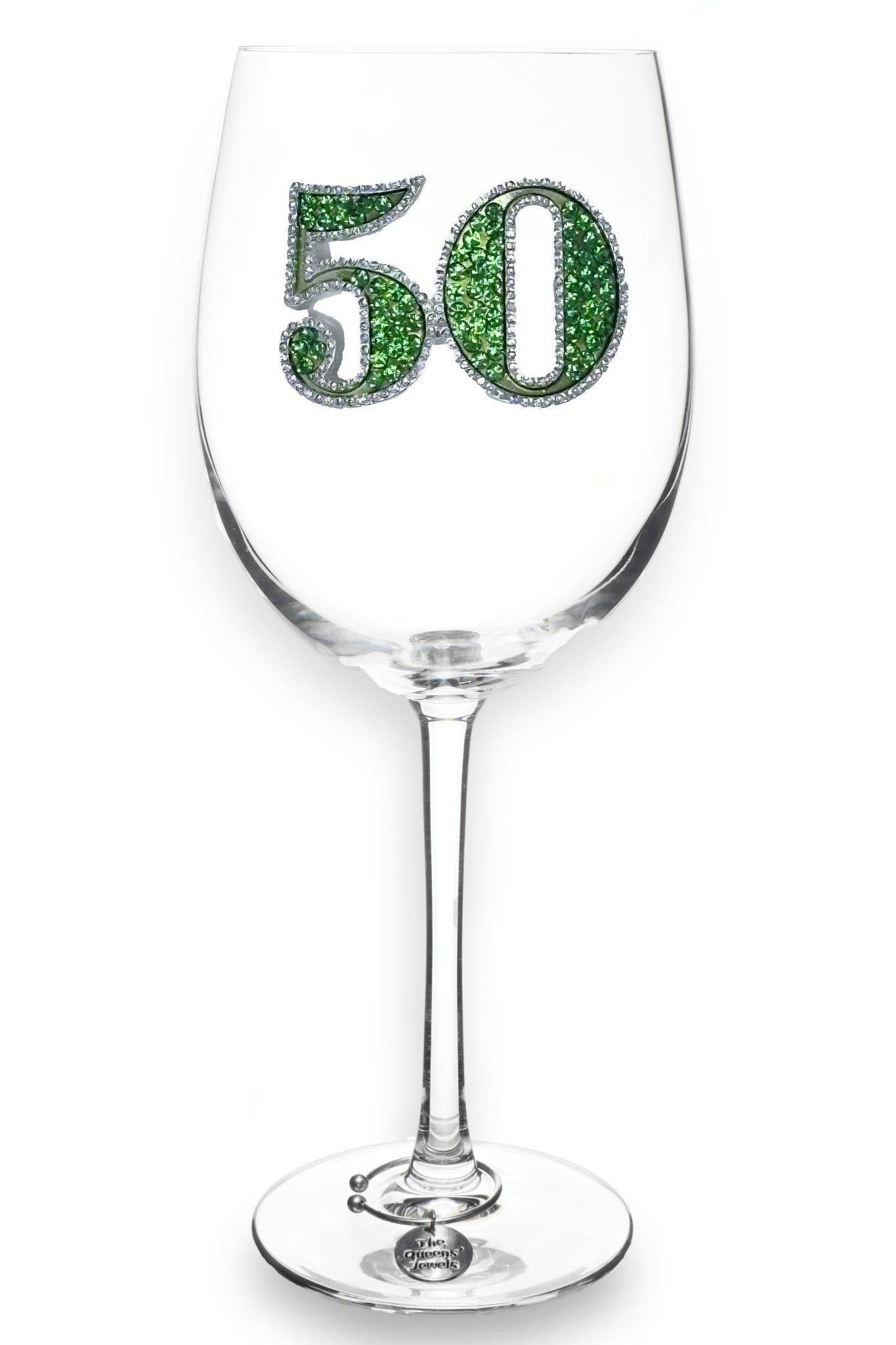 50th Birthday Jeweled Glass