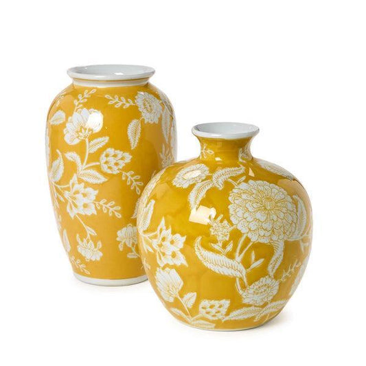 Yellow Flora & Fauna Vase