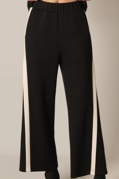 Side Contrast Double Stripe Wide Leg Pants