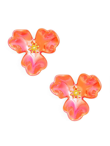 Iridescent Resin 3-Petal Stud Earring