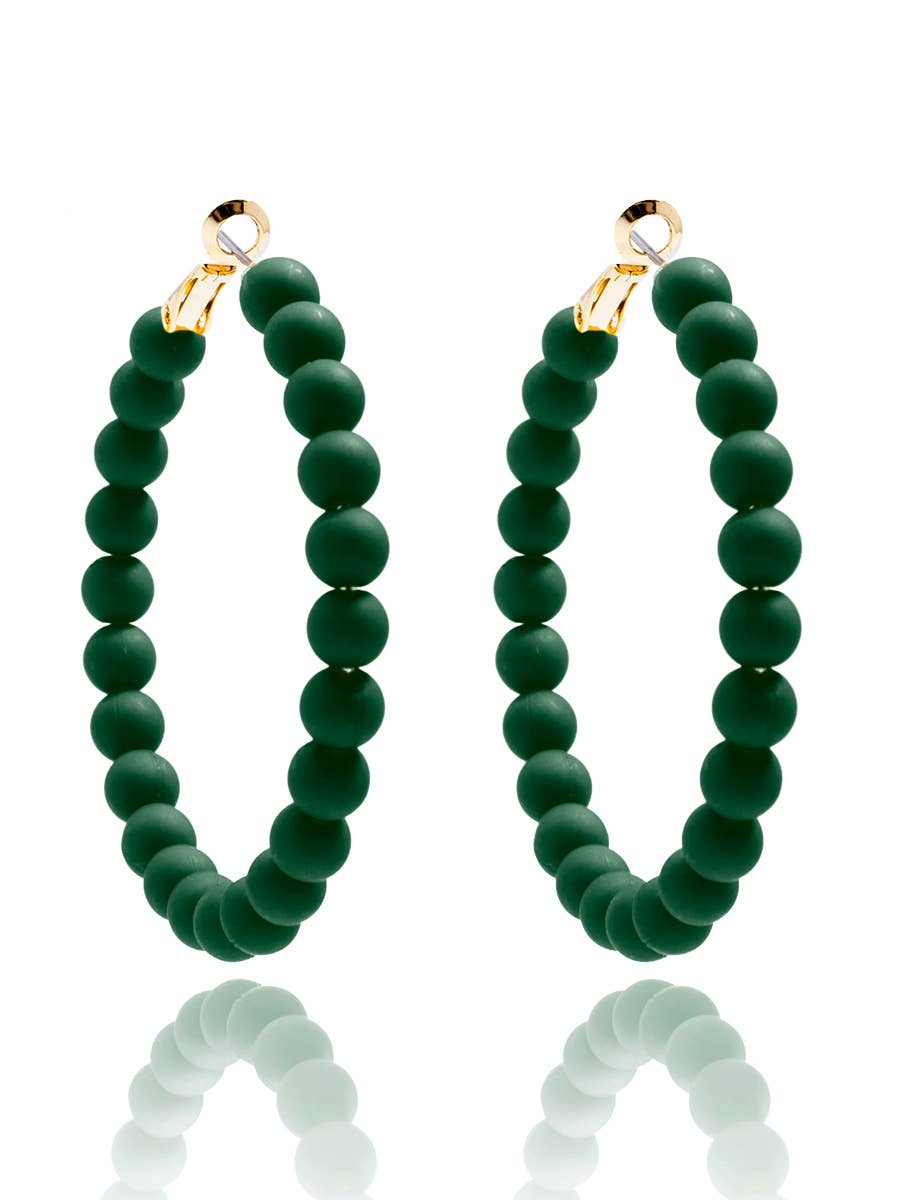 Matte Beaded Hoop Earring