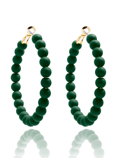 Matte Beaded Hoop Earring