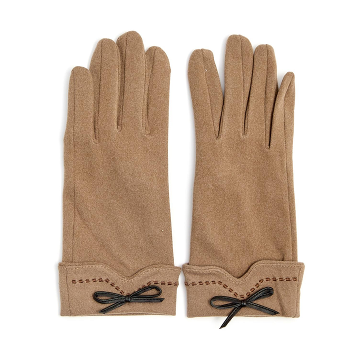 Everly Flannel Glove with Cuff and Bow Detail and Fleece Lining