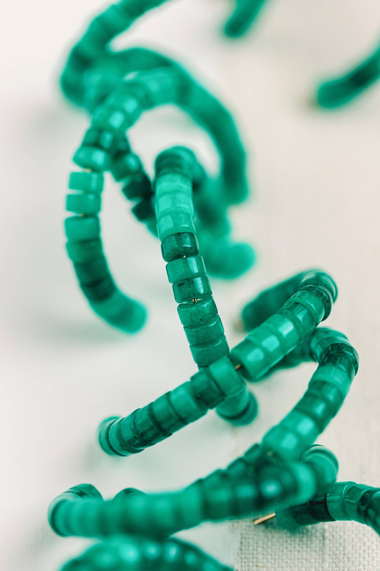 Green Beaded Candy Statement Hoop Earrings