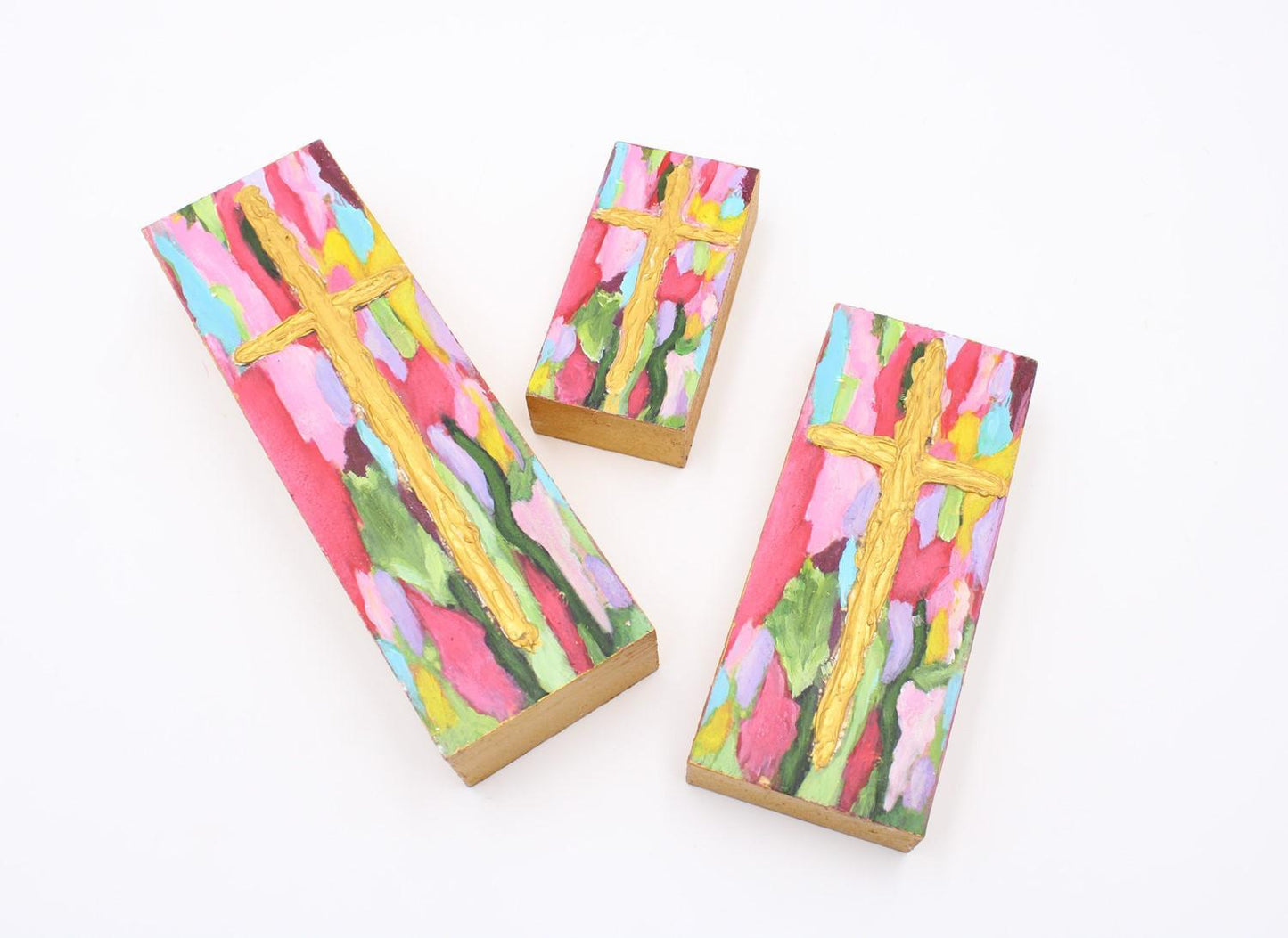 Handpainted Cross 2.5x8" Block