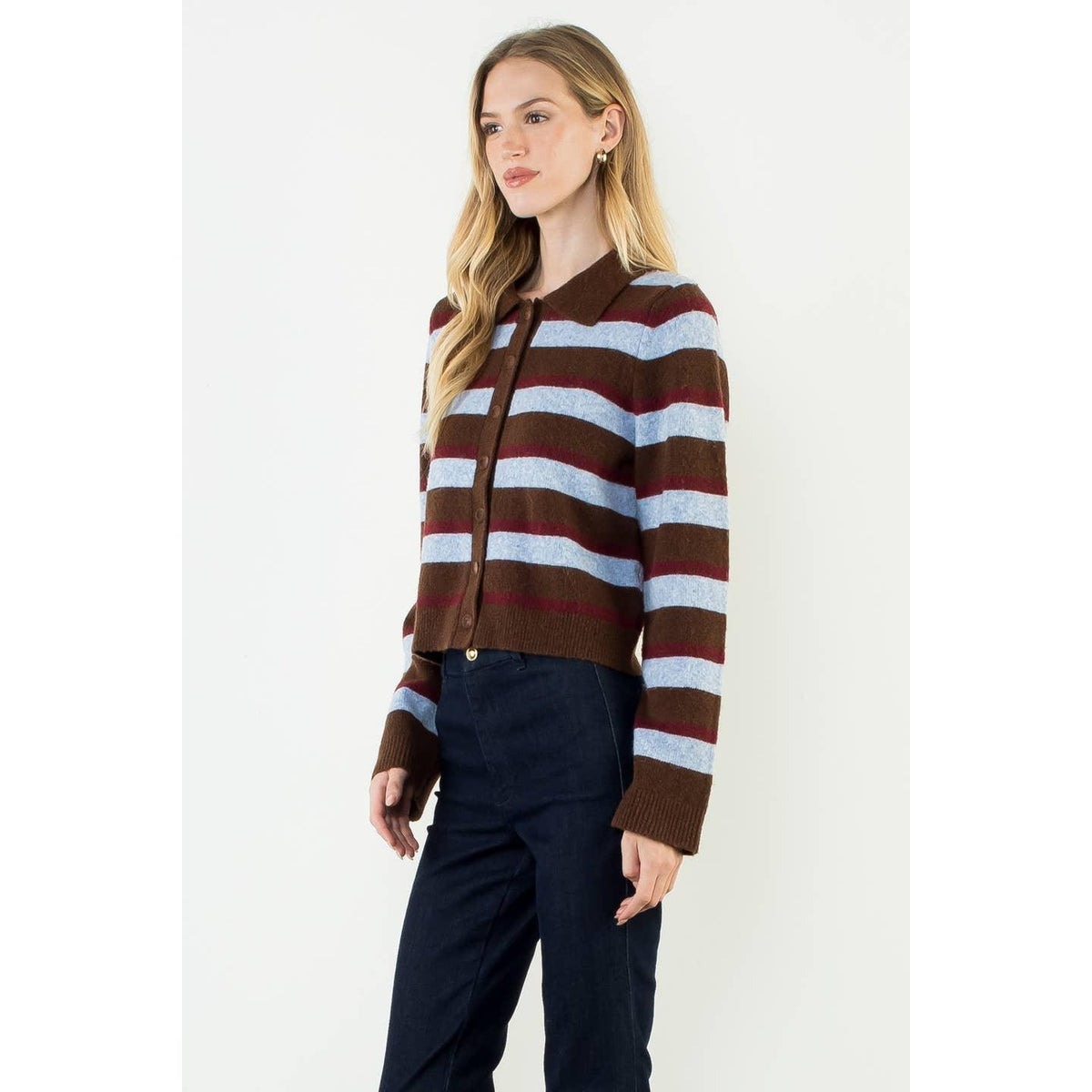 Stripe Button Down Cardigan