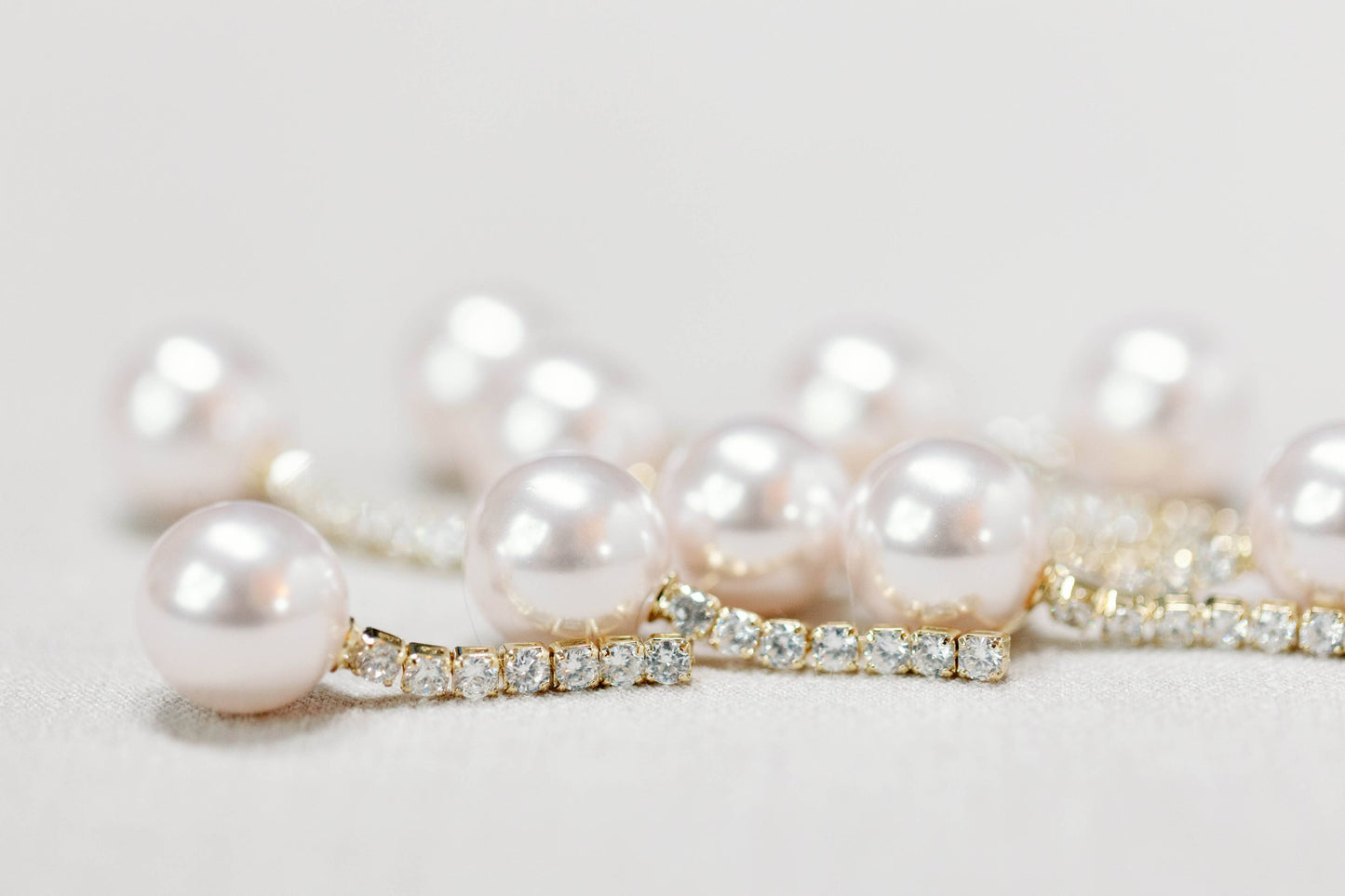 Small Swingy Pearl and Diamond Statement Drop Earrings