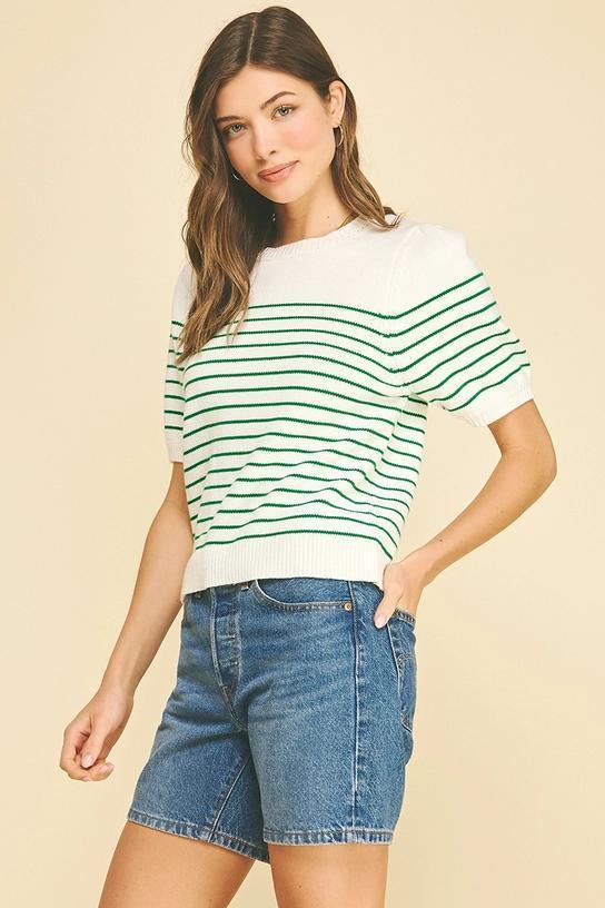 STRIPED SHORT SLEEVE SWEATER