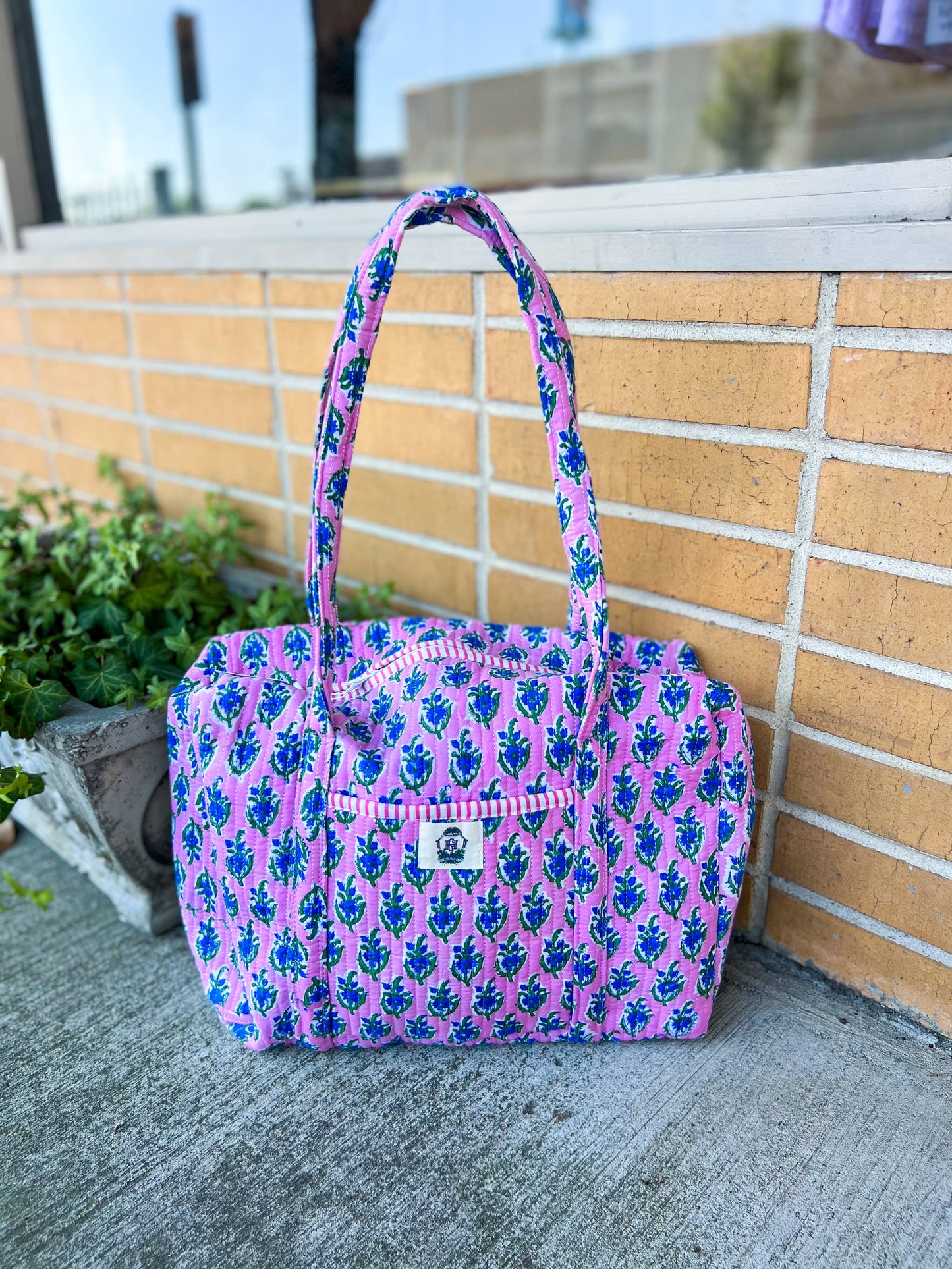 Blue Blossom Mini Quilted Duffel Bag