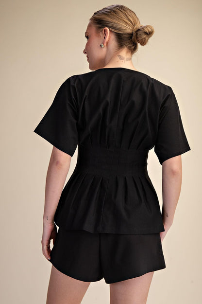 Pleated Peplum Top