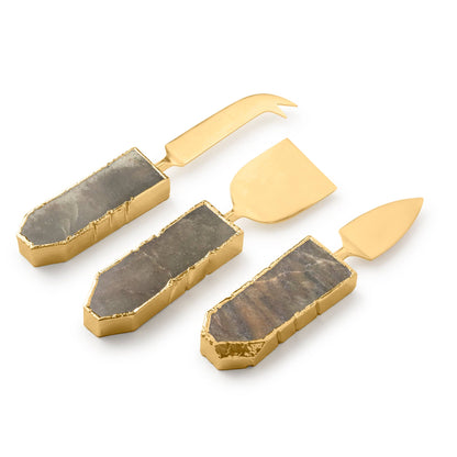 Brittany Agate Cheese Knives, Set of 3