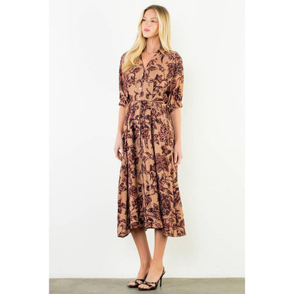 Tie Waist Flower Print Dress
