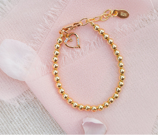 14K Gold Plated Bracelet for Girls with Charm