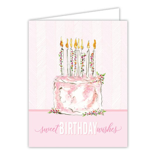 Sweet Birthday Wishes Cake with Candles Greeting Card