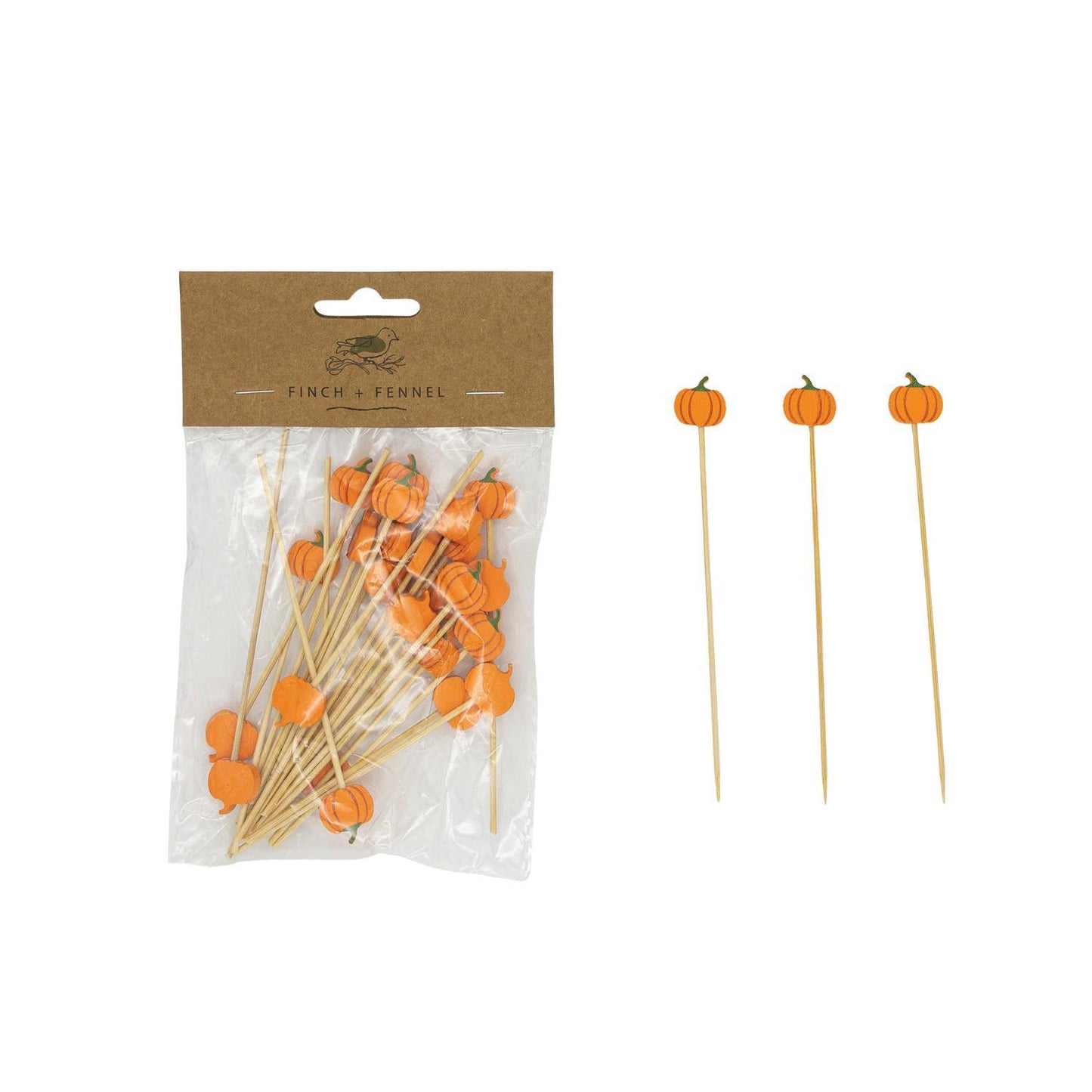 50 Pumpkin Bamboo Skewers
