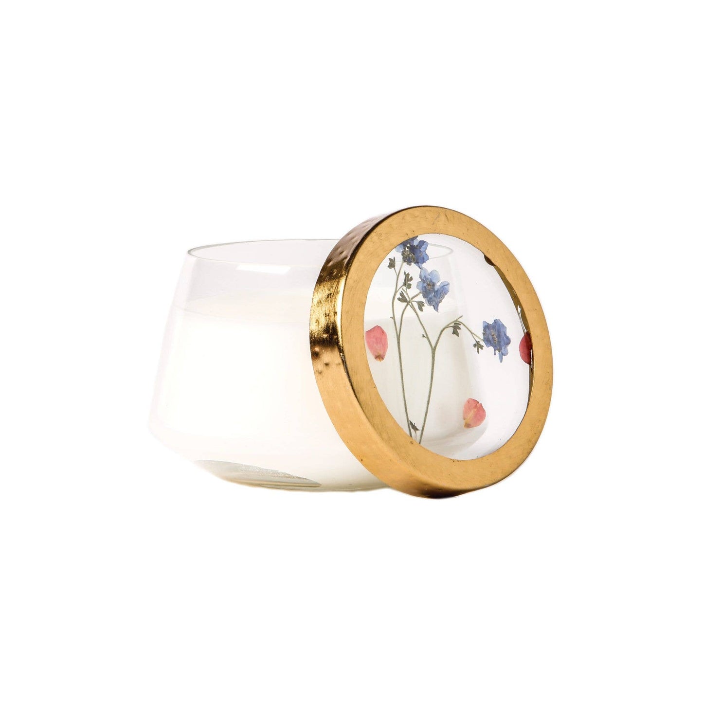 Apricot Rose Accent Pressed Flower Candle