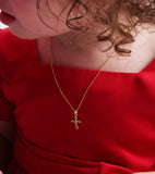 14K Gold-Plated Kids Cross Open Infinity Children's Necklace