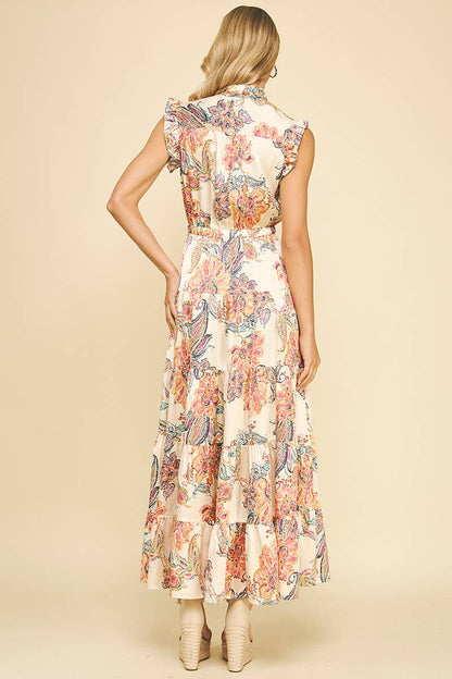 FLORAL PRINT TIERED MAXI DRESS