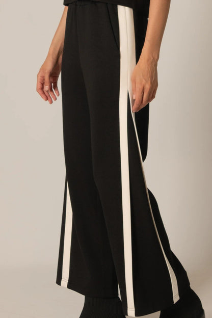 Side Contrast Double Stripe Wide Leg Pants