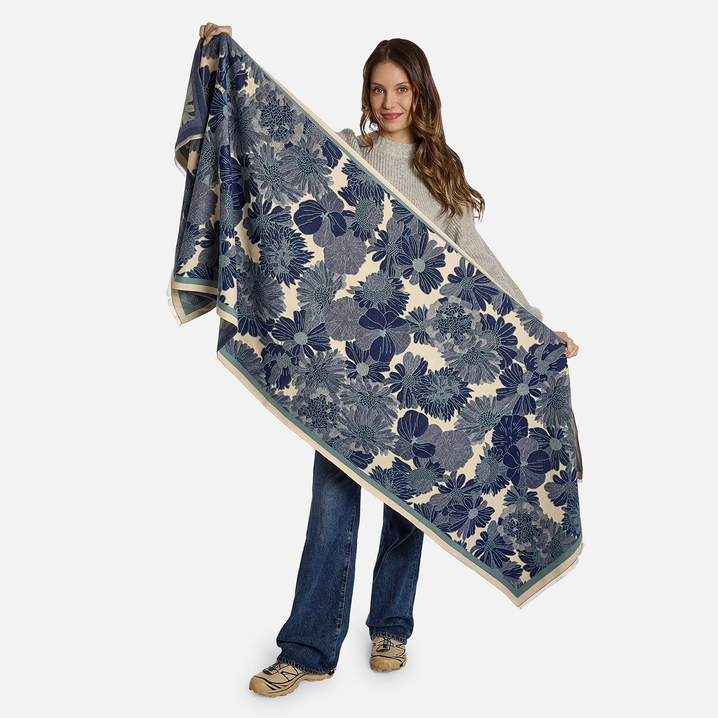 Studio Floral Motif 2-Sided Softer than Cashmere Shawl