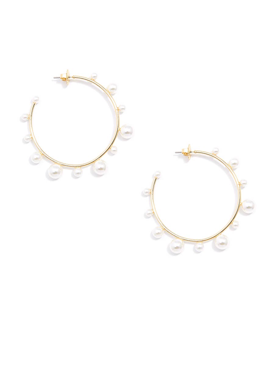 Decorative Pearl Hoop Earring