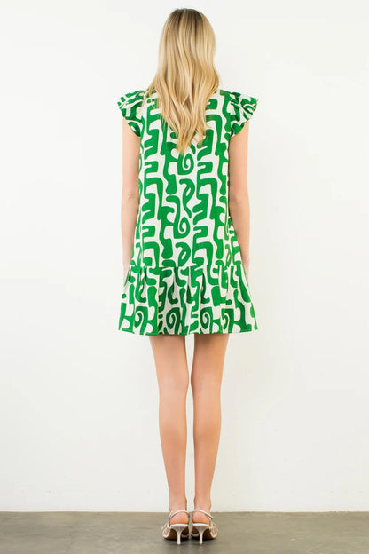 Short Sleeve Abstract Pattern Dress