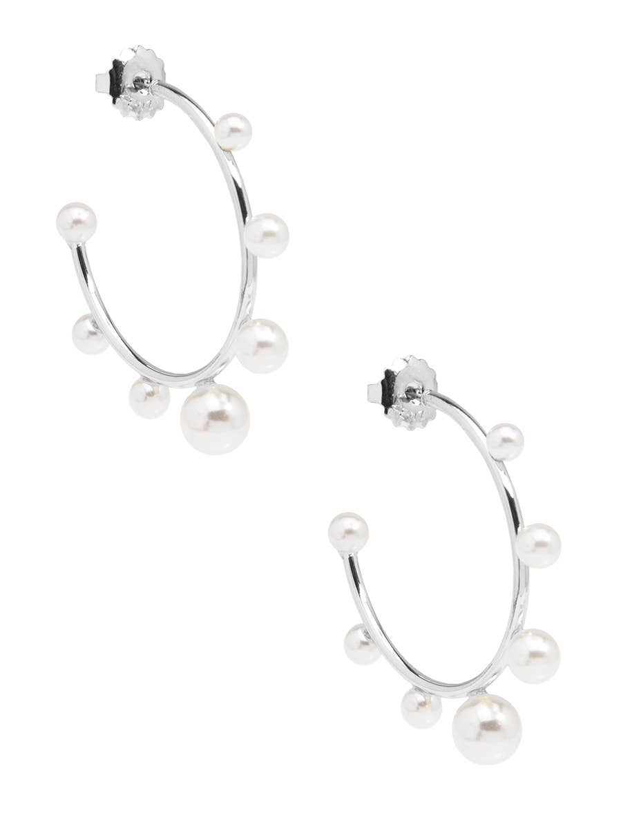 Small Decorative Pearl Hoop Earring