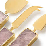 Brittany Rose Quartz Cheese Knives, Set of 3