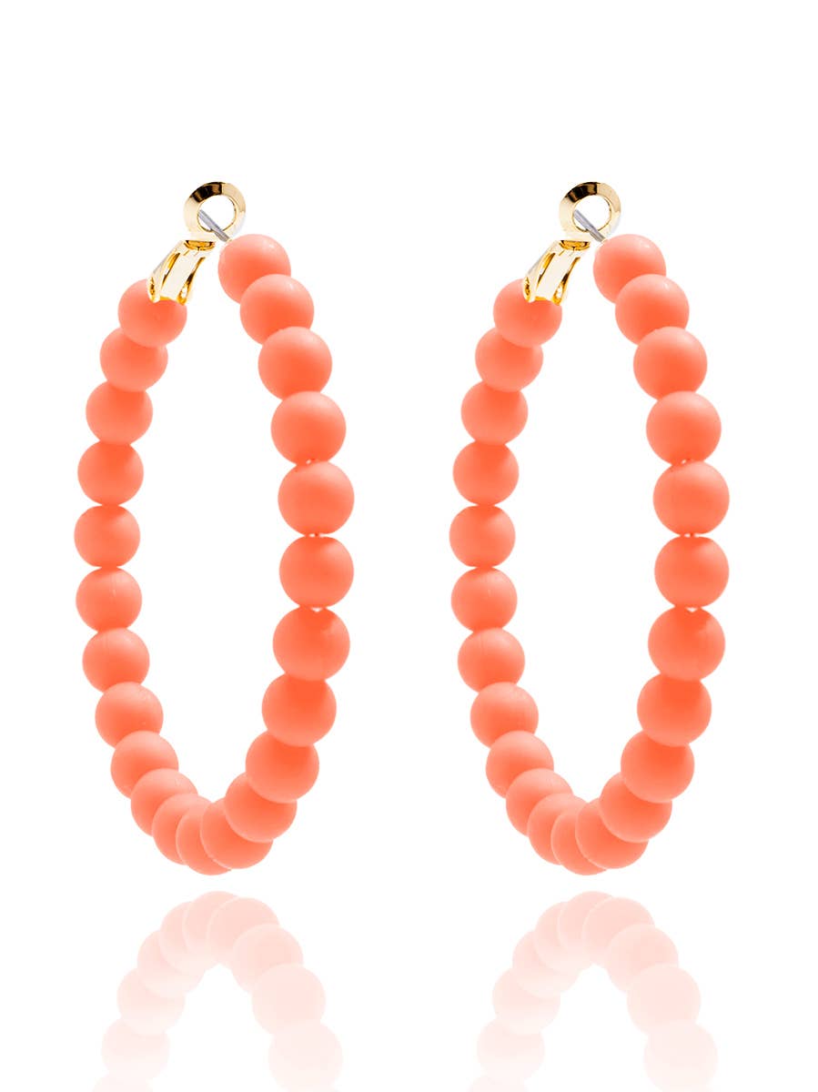 Matte Beaded Hoop Earring