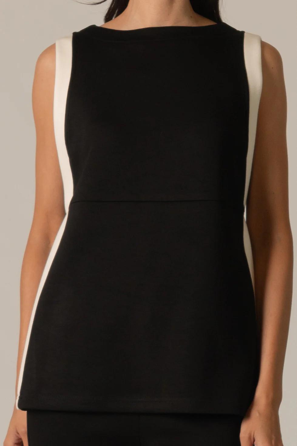 Contrast Border Side Pocket Sleeveless Top