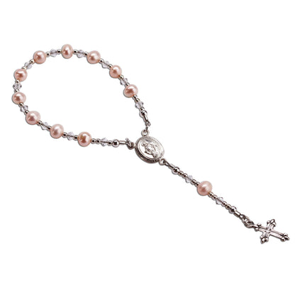 Sterling Silver Pink Baby Rosary Girl Baptism Gift